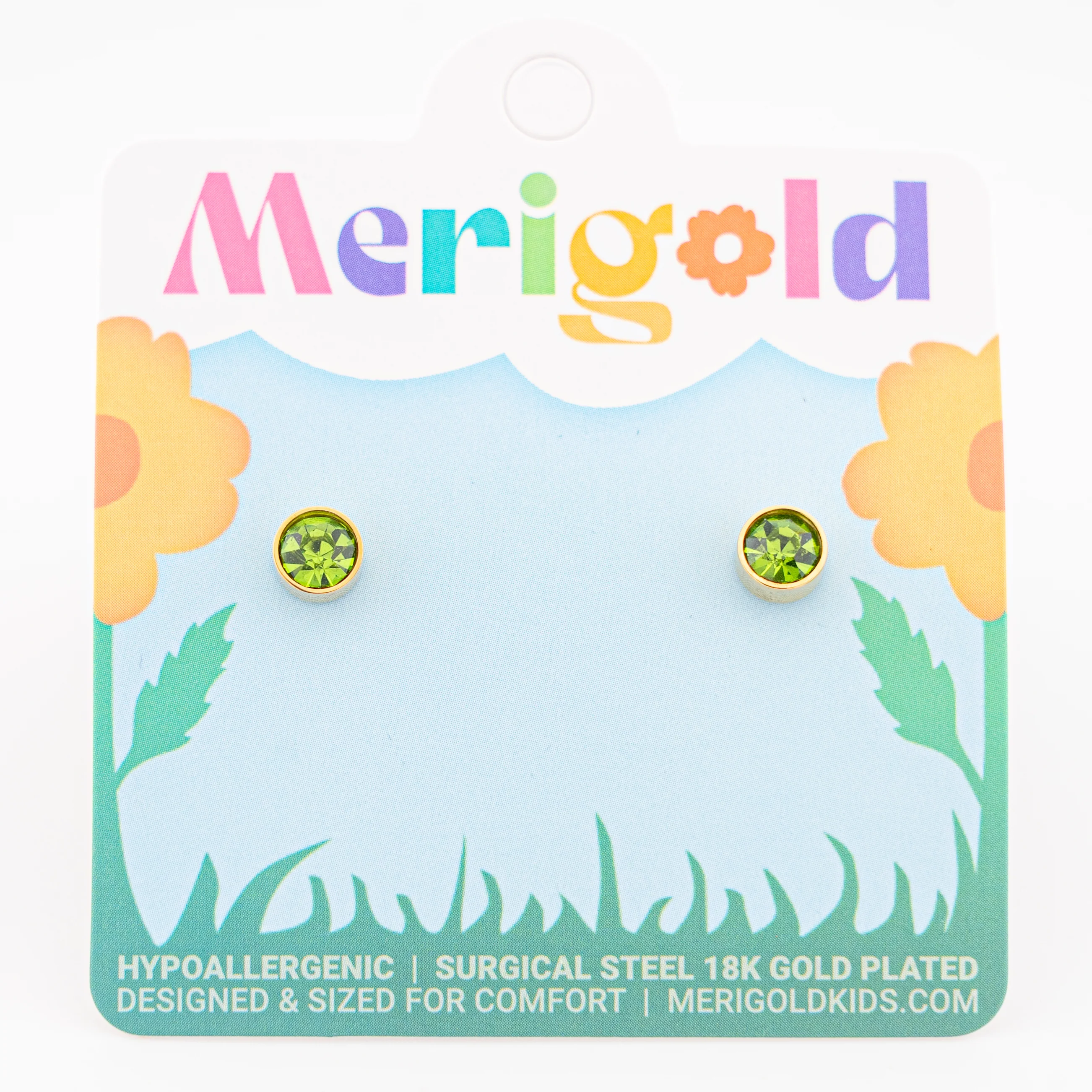 Peridot Green Jewel Chunky Studs - Longer Posts - Image 3