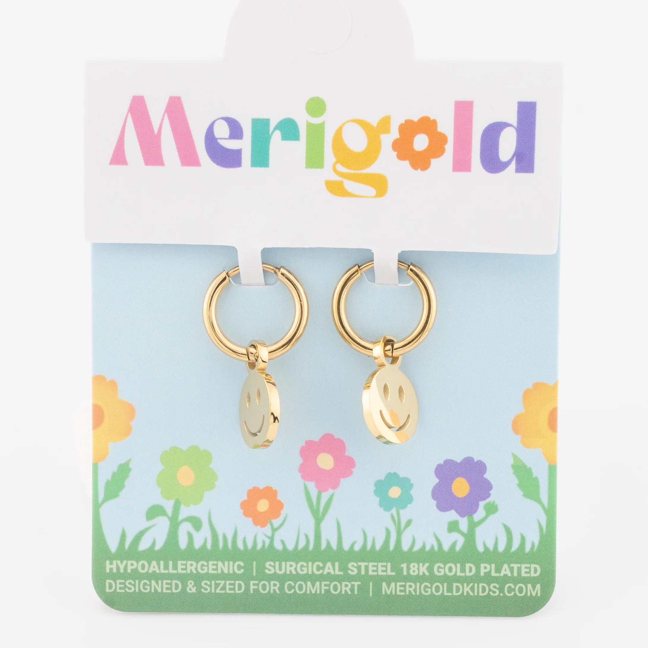 Smiley Earring Charms with 8mm Huggie Hoops - Image 3